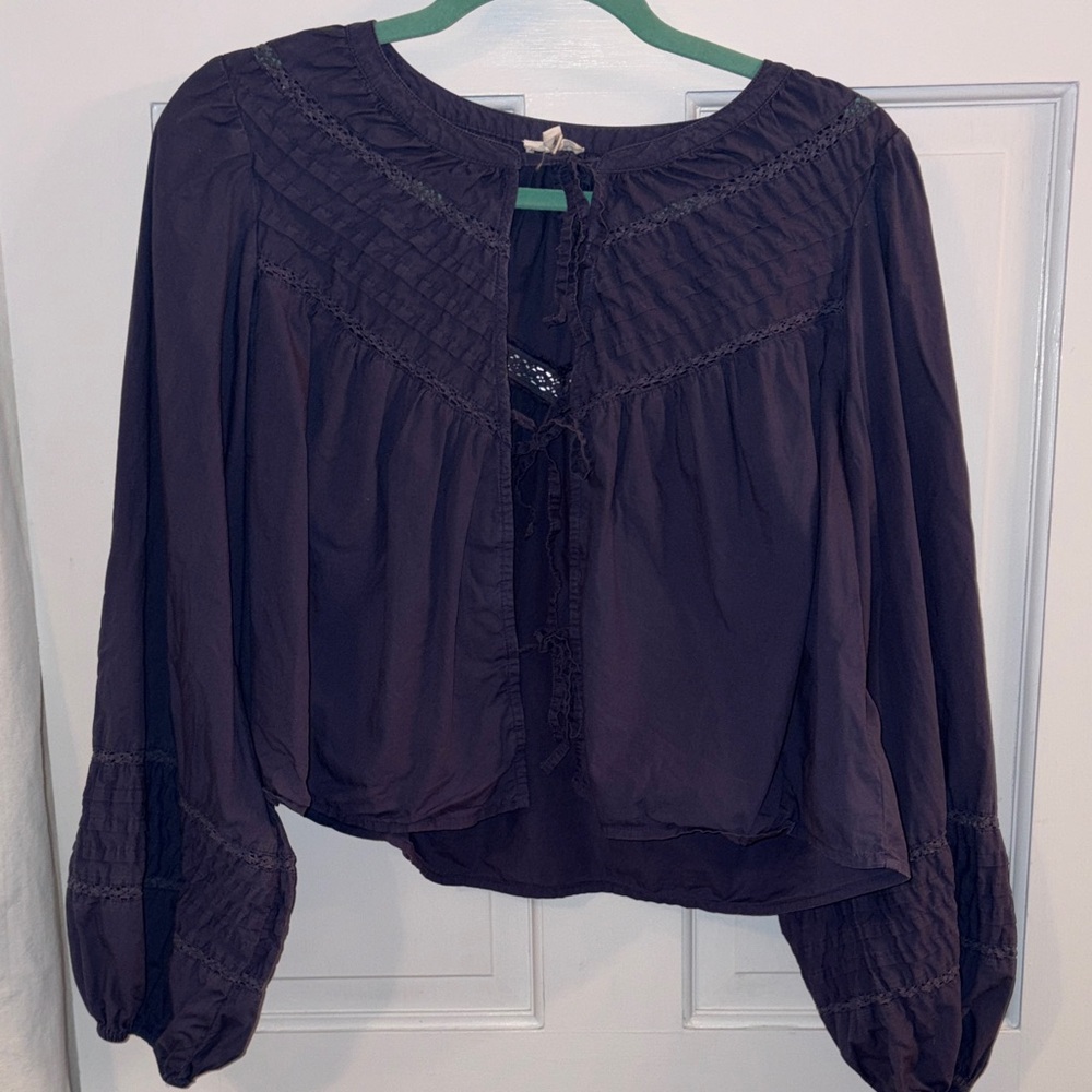 aerie Tie-Front Peasant Blouse